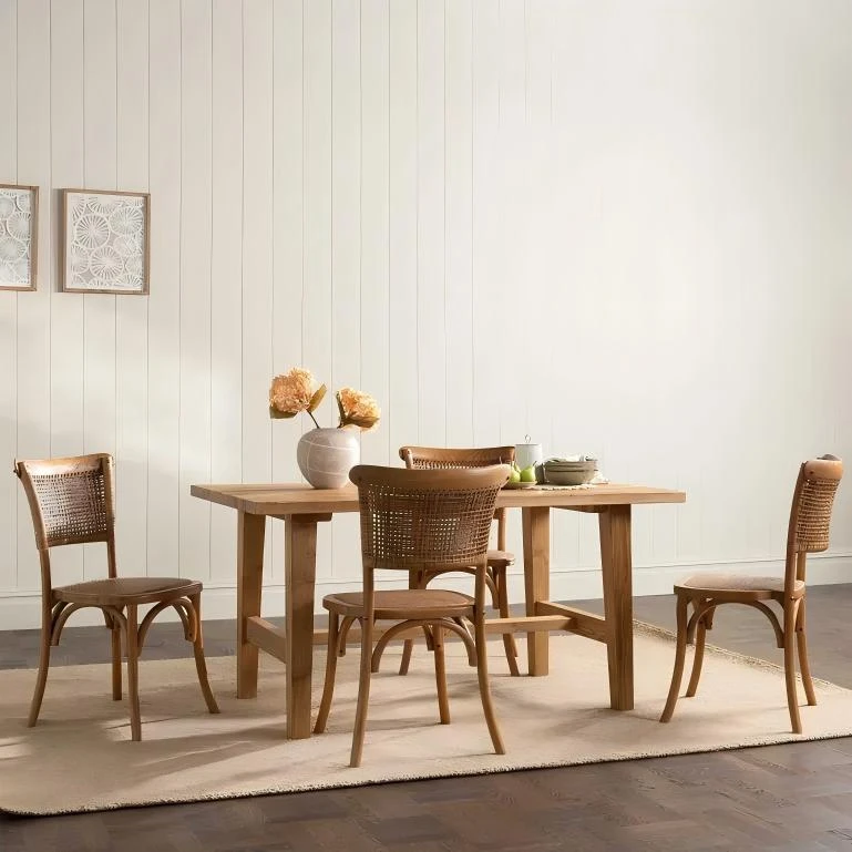 Sedia in olmo e rattan - Marrone lucido
