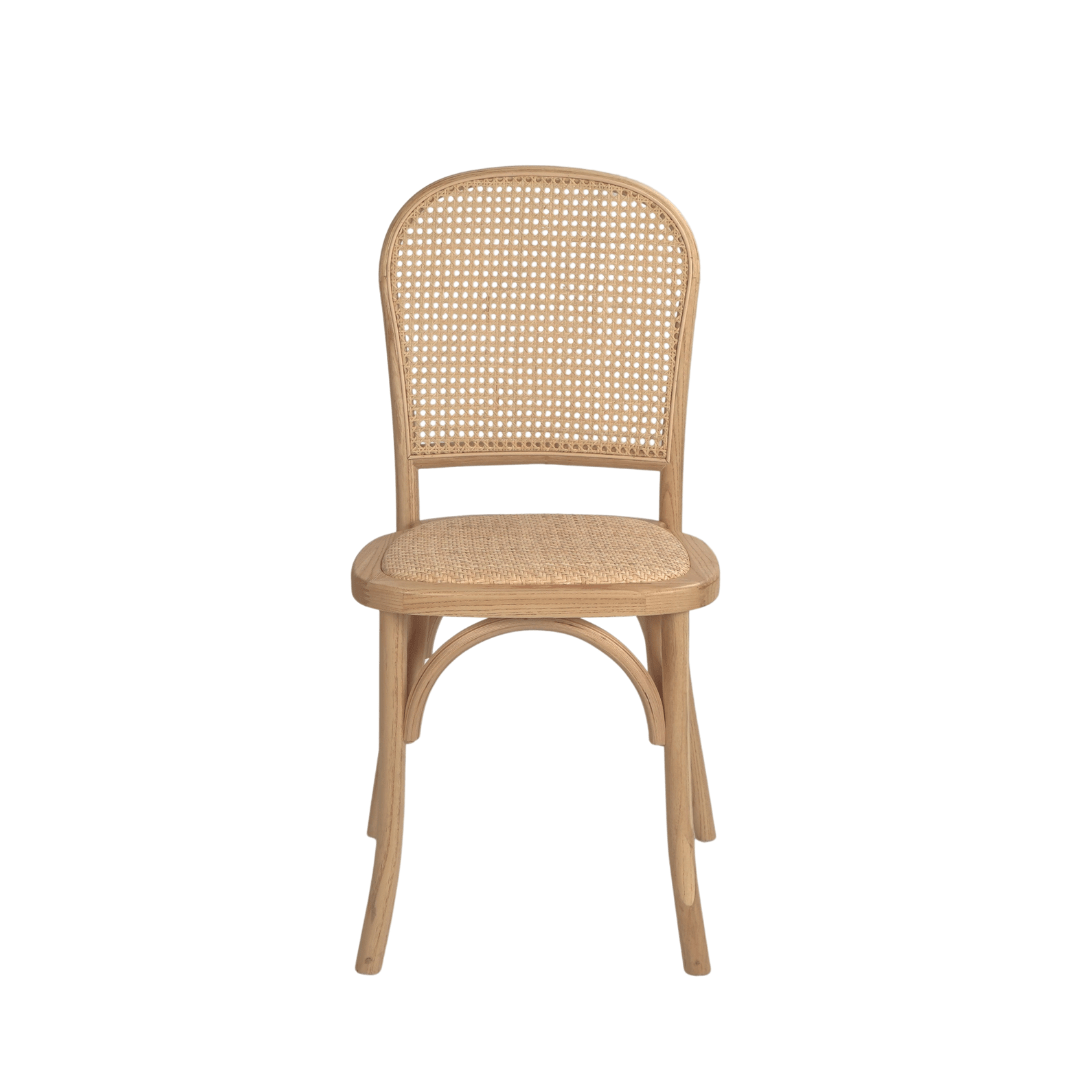 Beech Wood Natural Rattan Back Chair with Seat