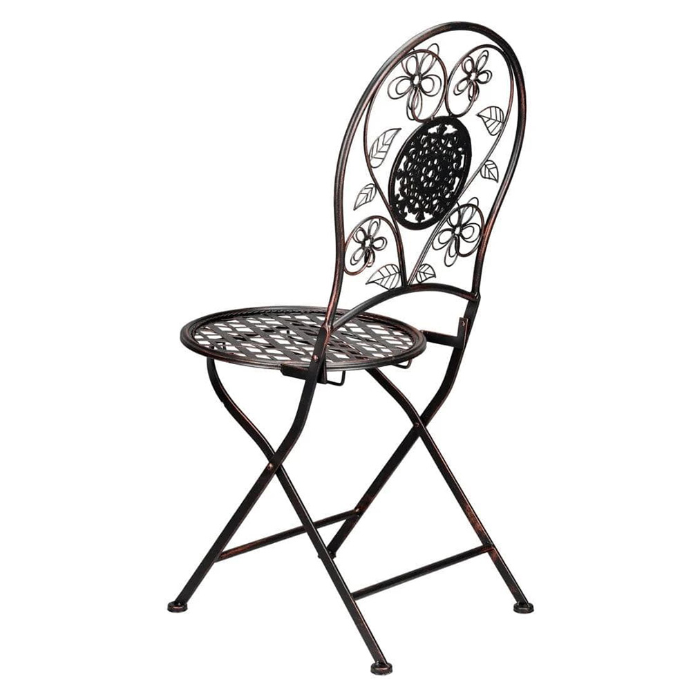 Copper Gold Brushed Floral Wrought Iron Bistro Folding Chair