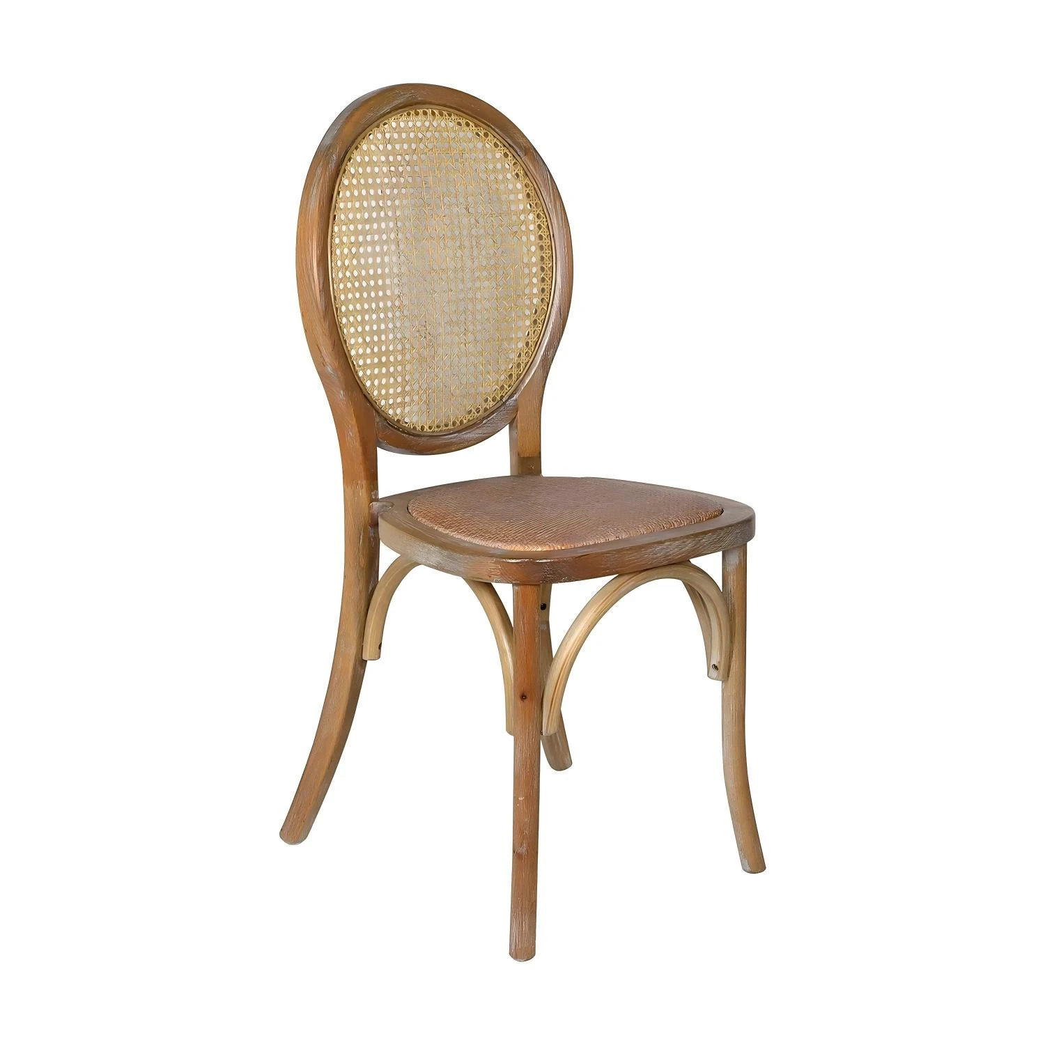 Antica sedia Louis con schienale in rattan e seduta in rattan
