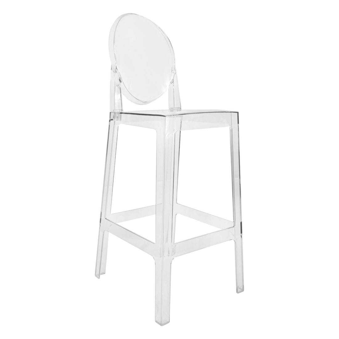 Clear Resin Oval Back Ghost Bar Stool