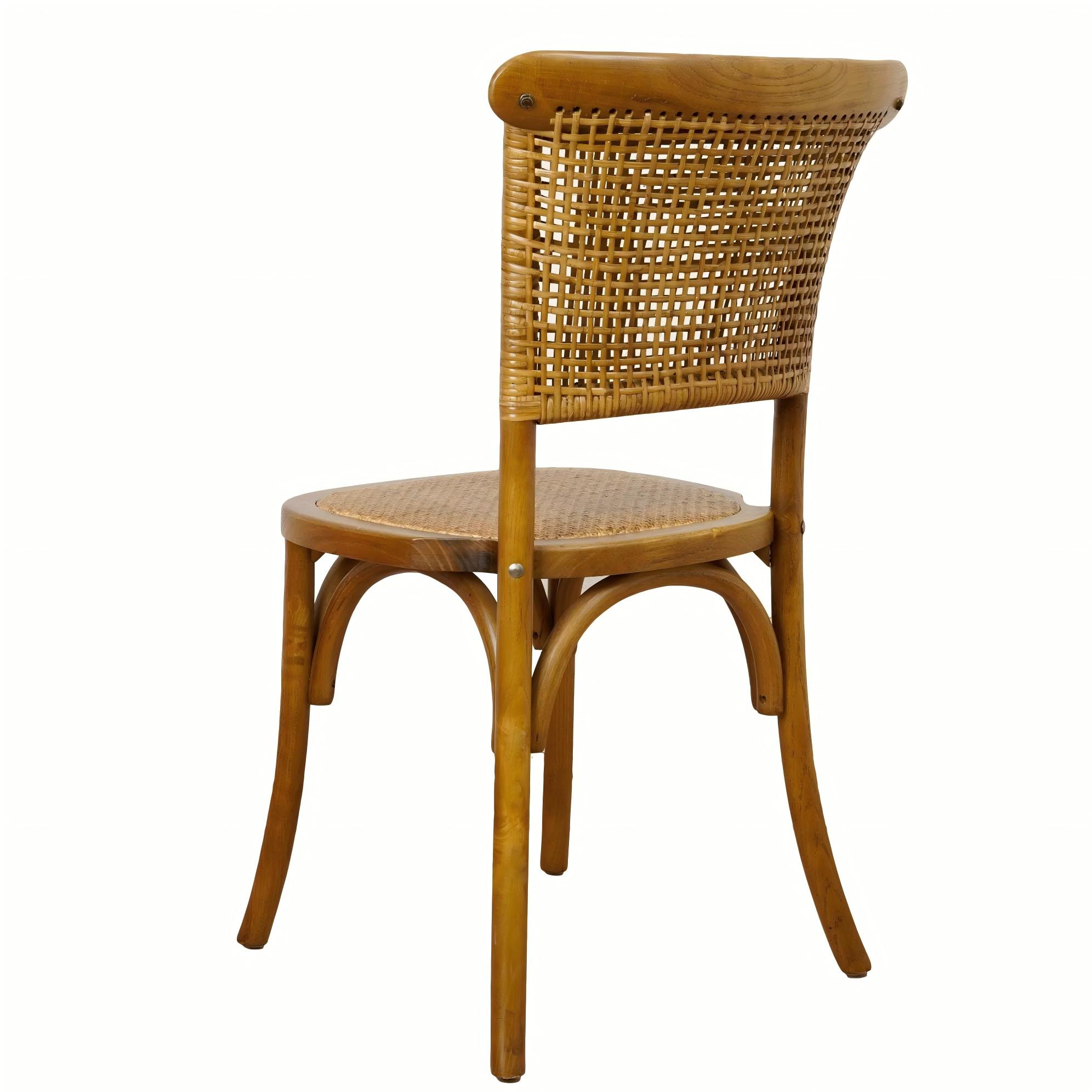 Antique Honey Tone Rattan Weave High Back Chair