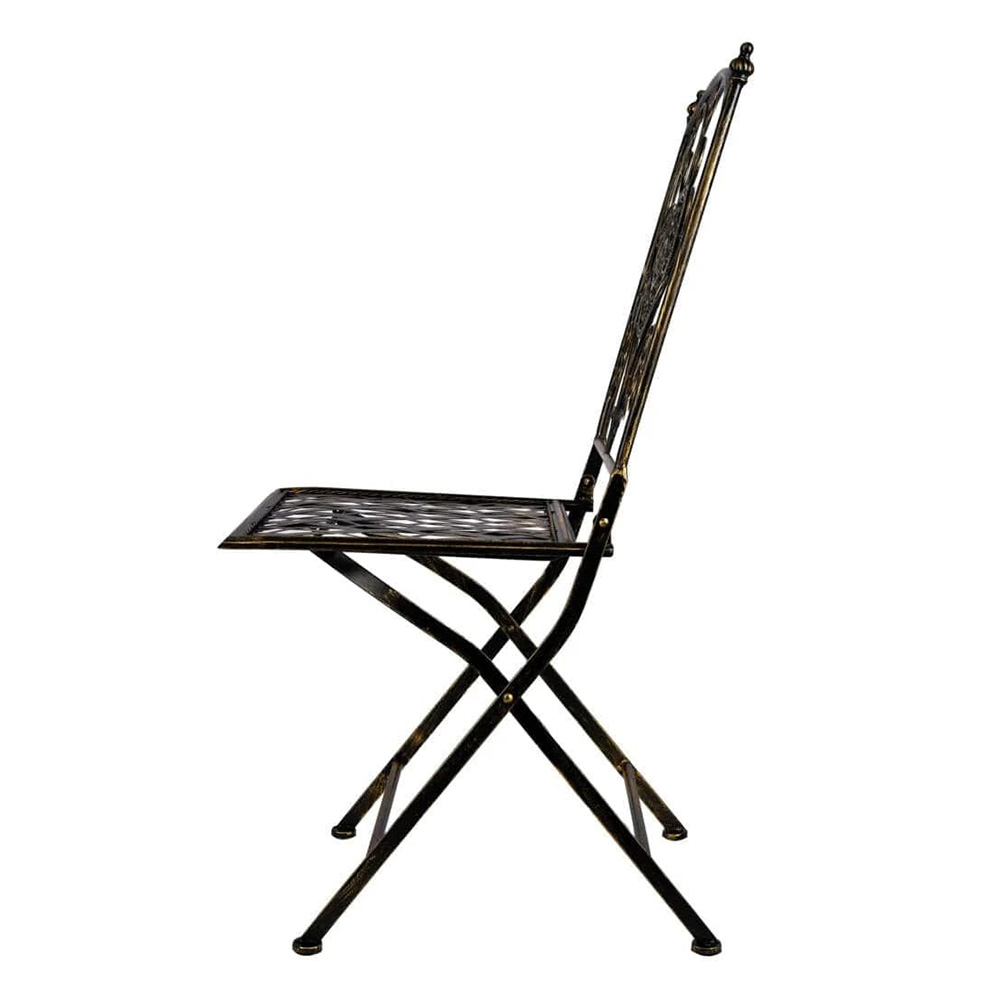 Vintage Copper Gold Brushed Floral Wrought Iron Bistro Folding Chair