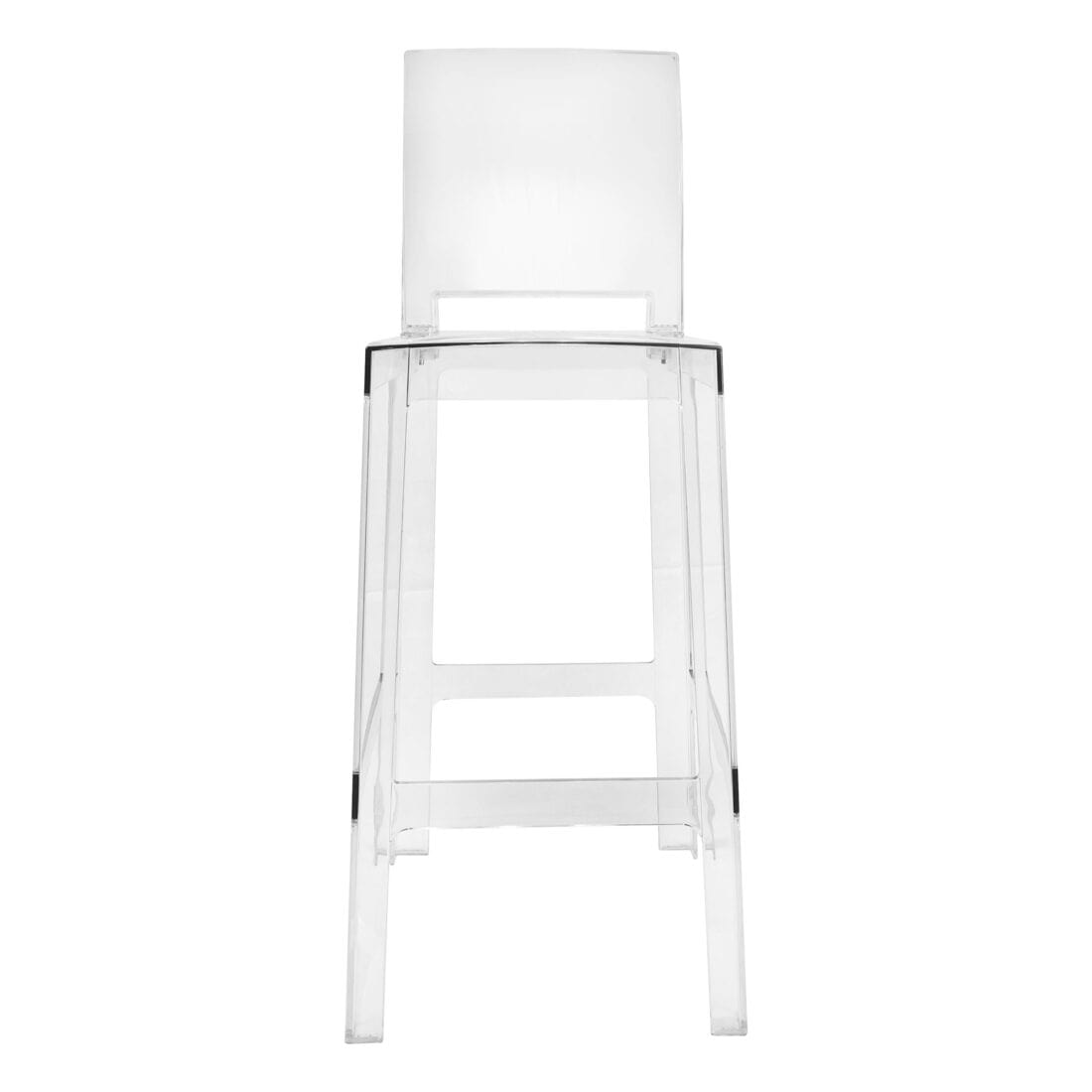 Clear Resin Square Back Ghost Bar Stool