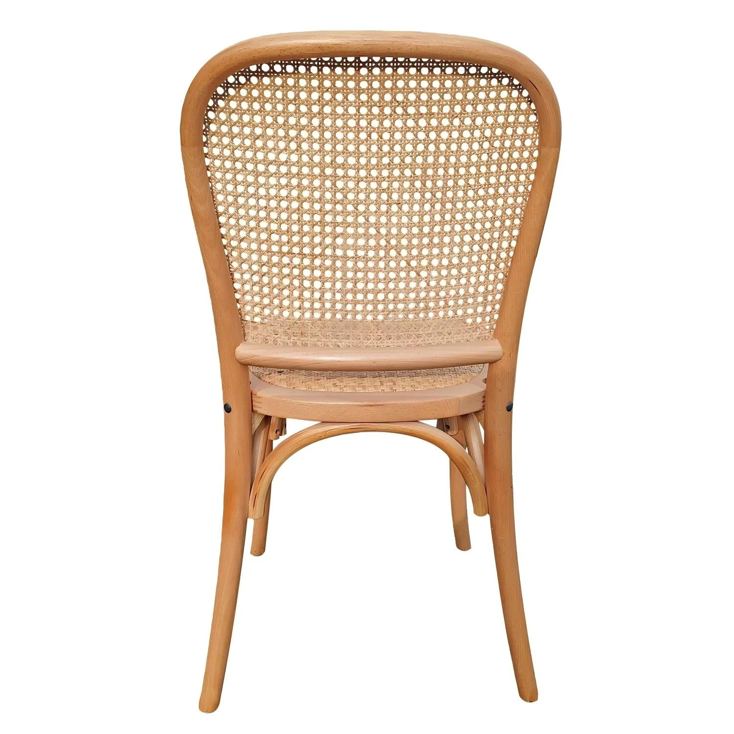 Sedia con schienale in rattan naturale e legno di faggio