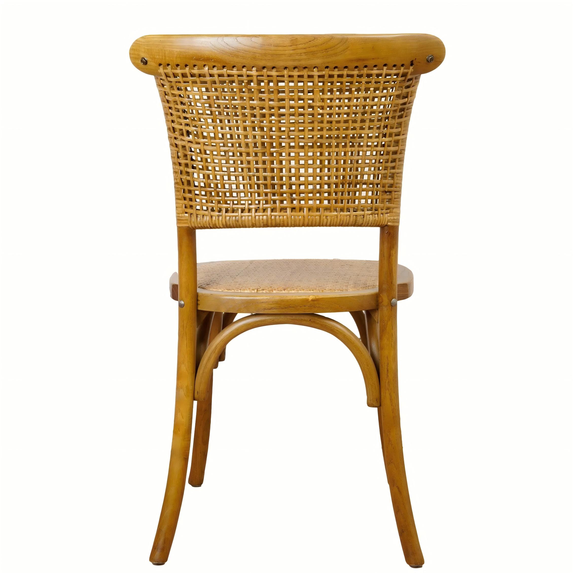 Antique Honey Tone Rattan Weave High Back Chair