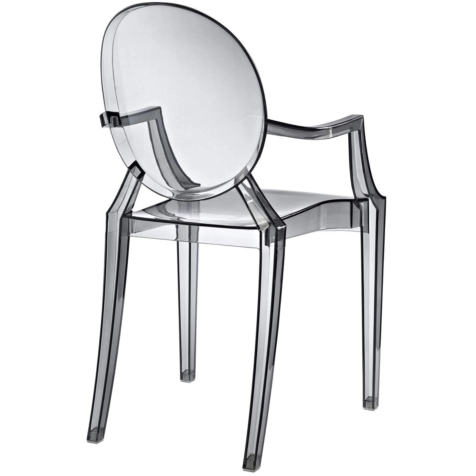 Sedia Ghost-Smokey in resina con braccioli