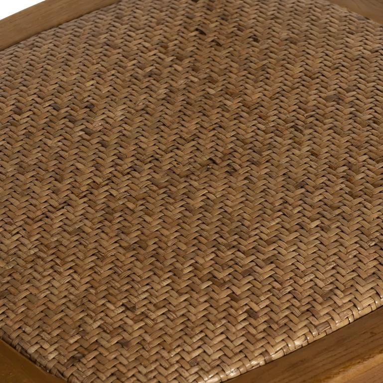 Elm and Rattan Chair -Polished Brown