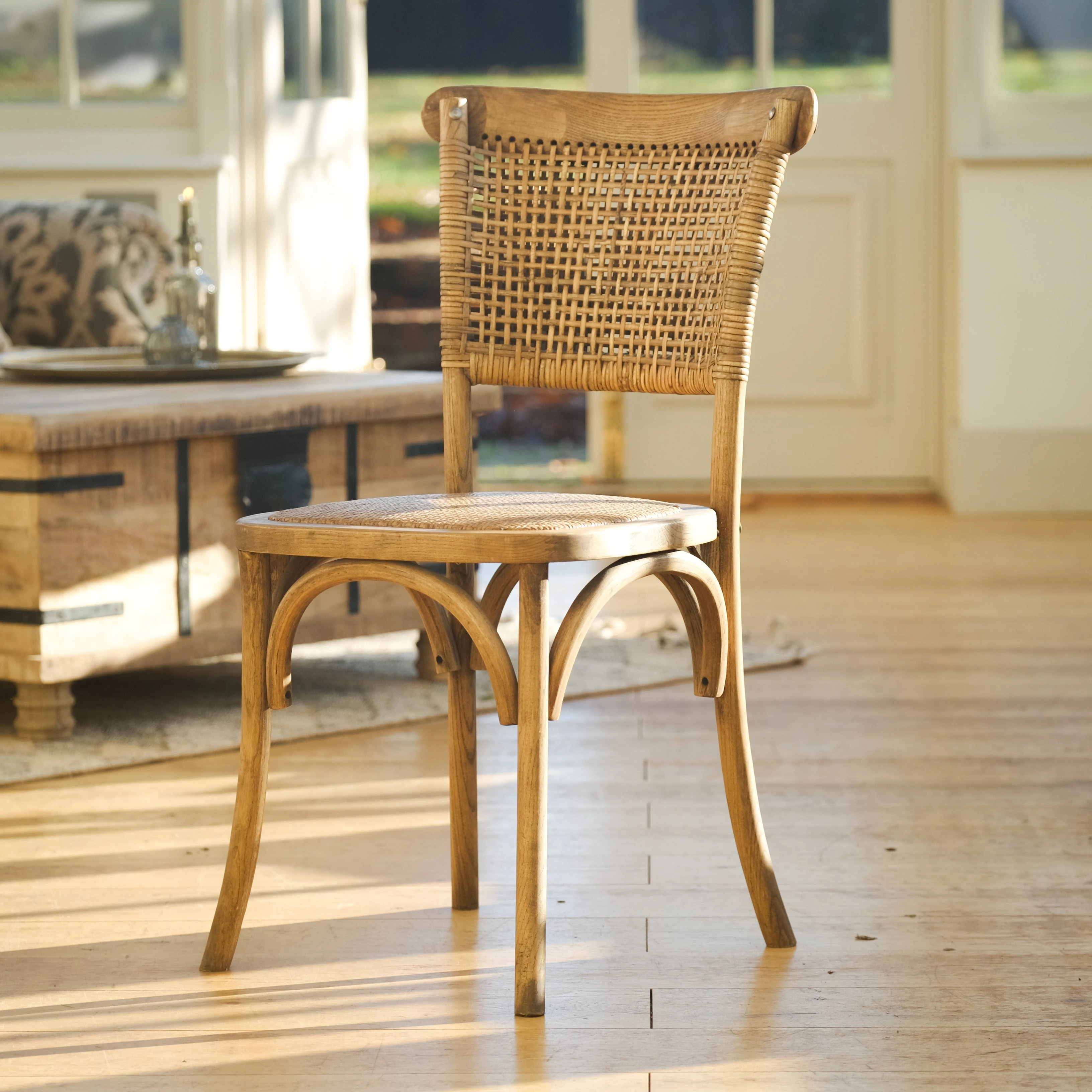 Sedia in rattan intrecciato-Naturale