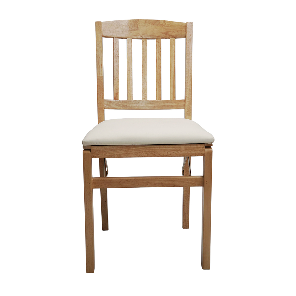 Natural Wood Folding Chair with Upholstered Seat