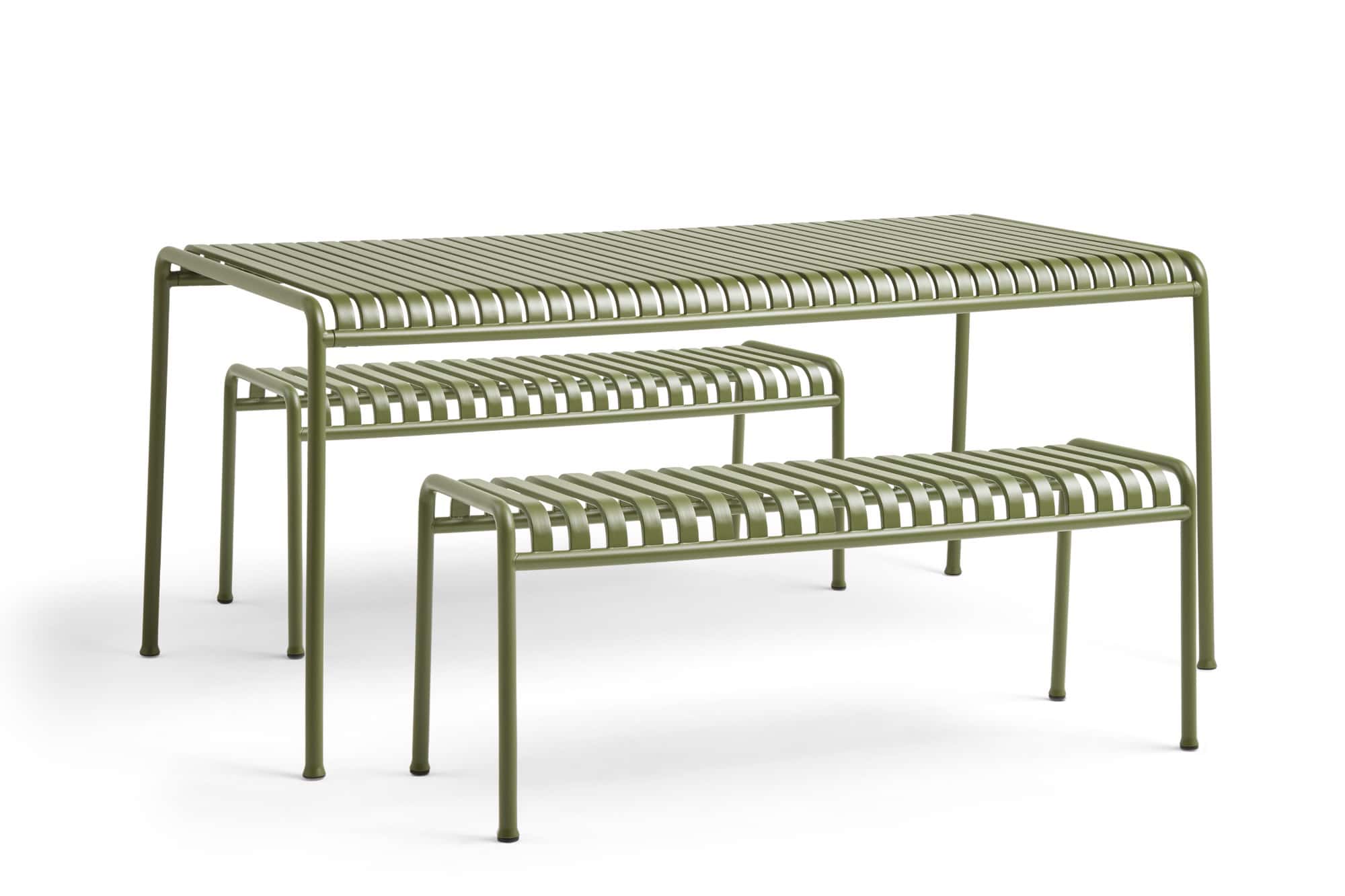 Metal Slatted Dining Table & Bench Set