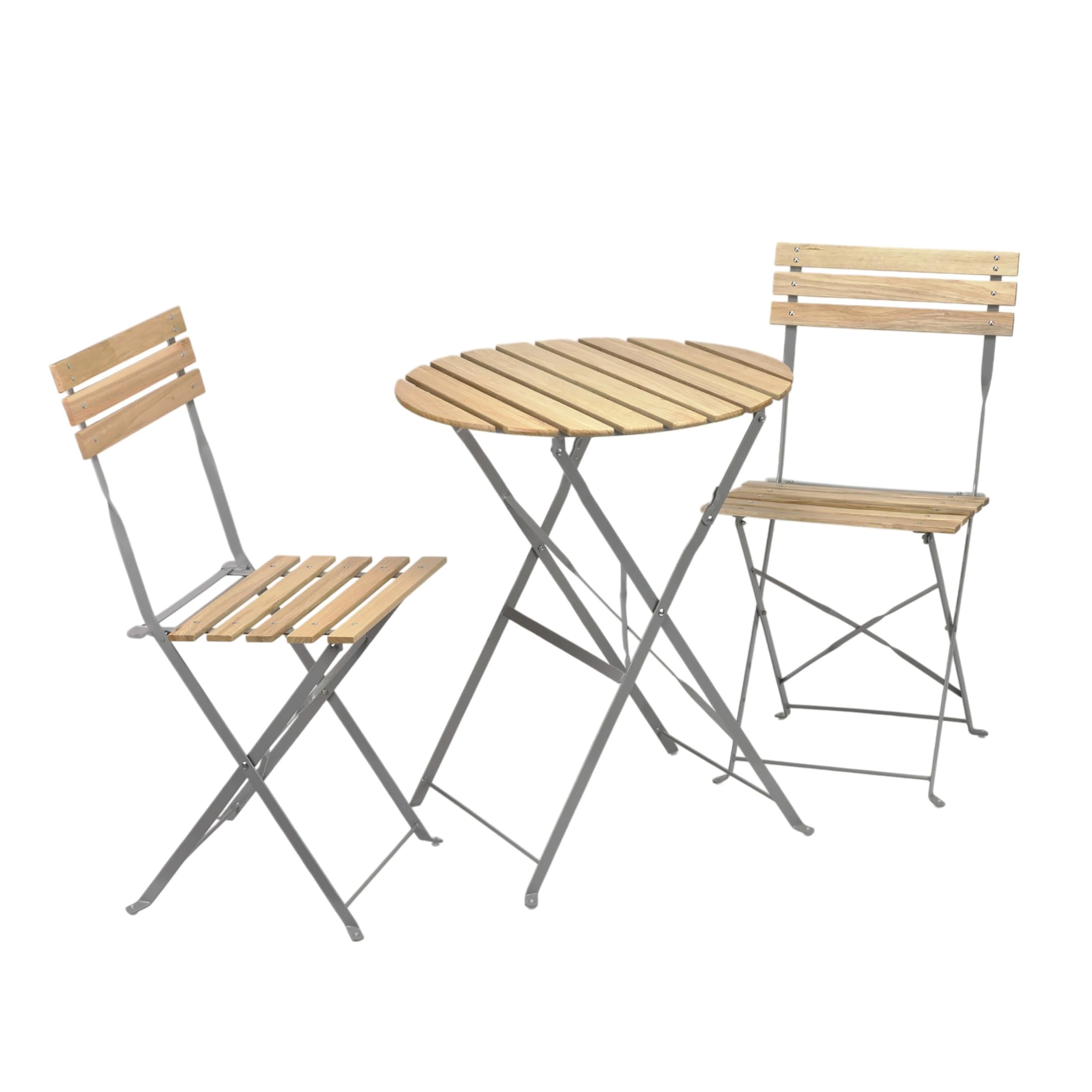 Set tavolo e sedie pieghevoli da bistrot in metallo e legno
