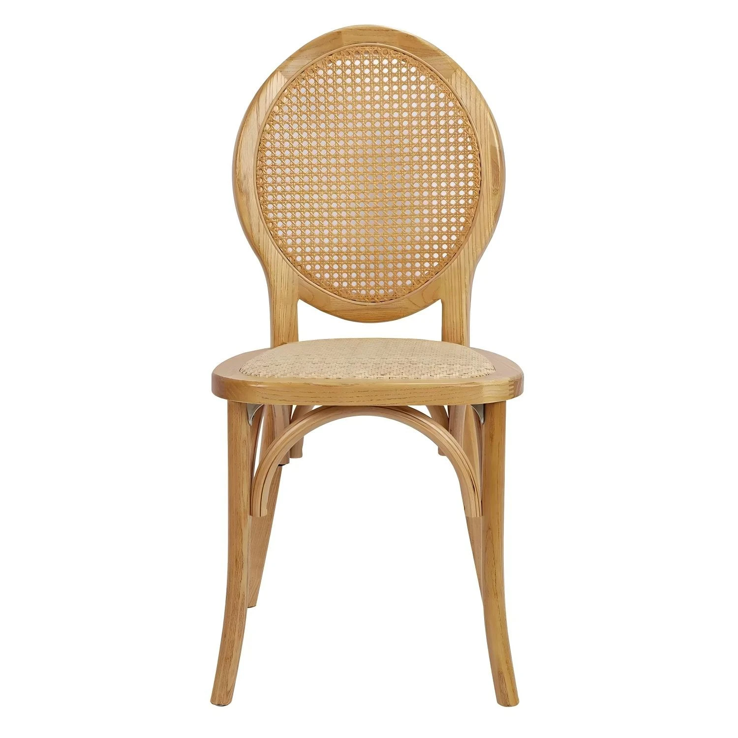 Sedia con schienale in rattan naturale Louis e seduta in rattan