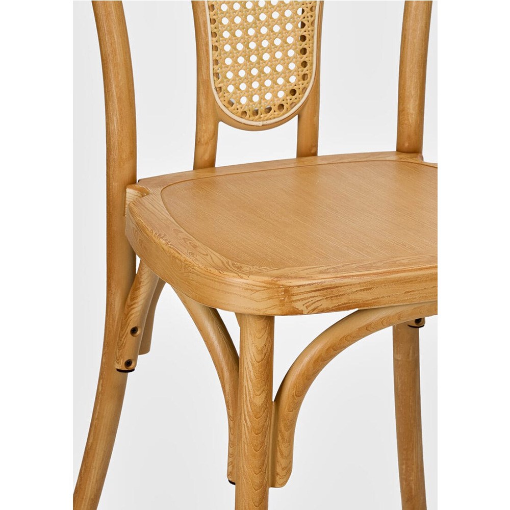 Natural Resin Bentwood Chair with Rattan Back