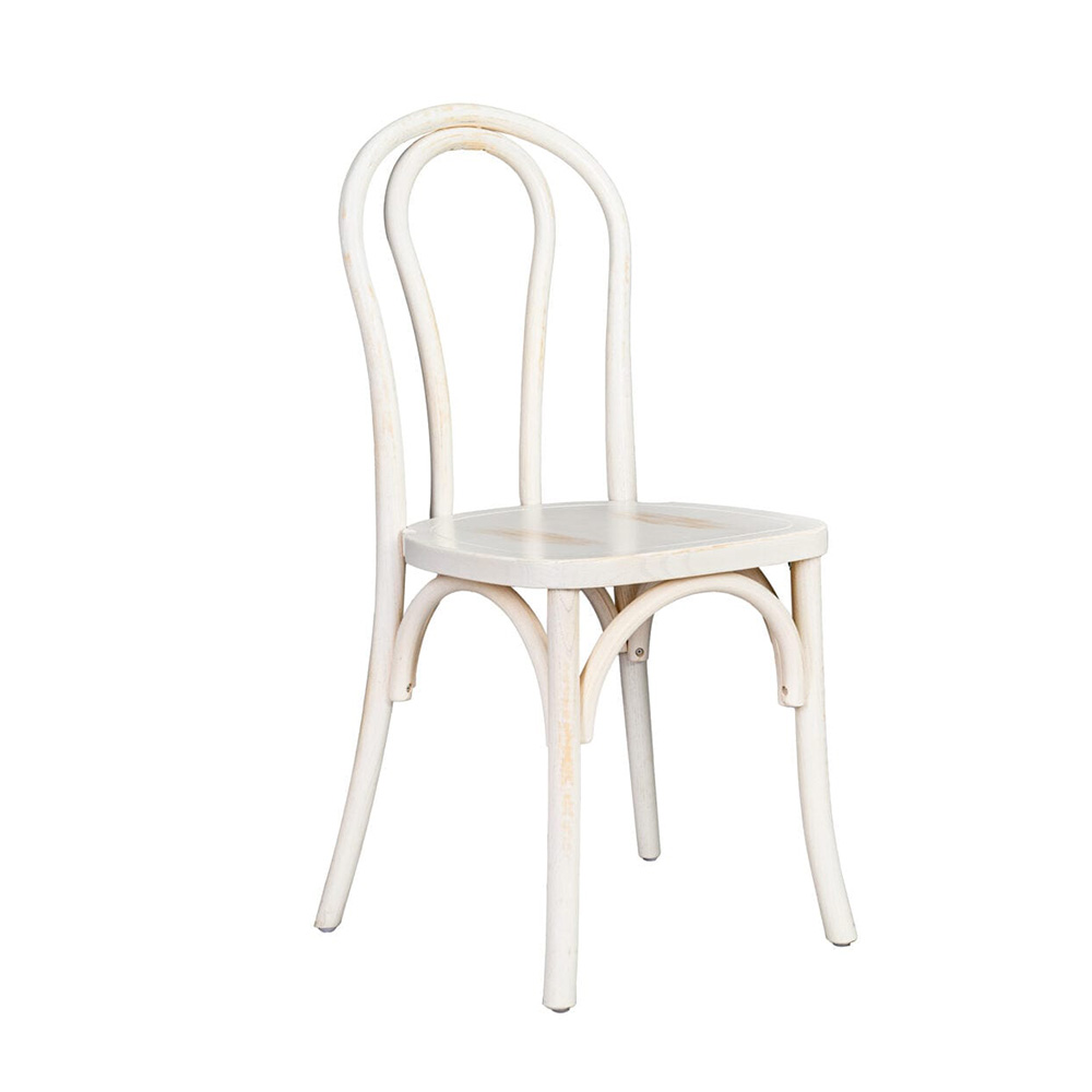 White Distressed Wood Bentwood  Chair
