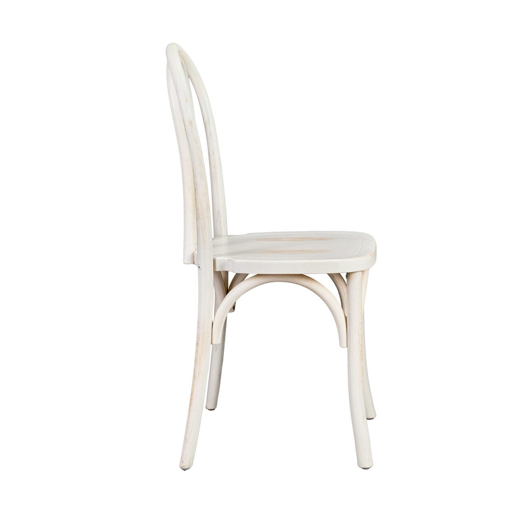 White Distressed Wood Bentwood  Chair