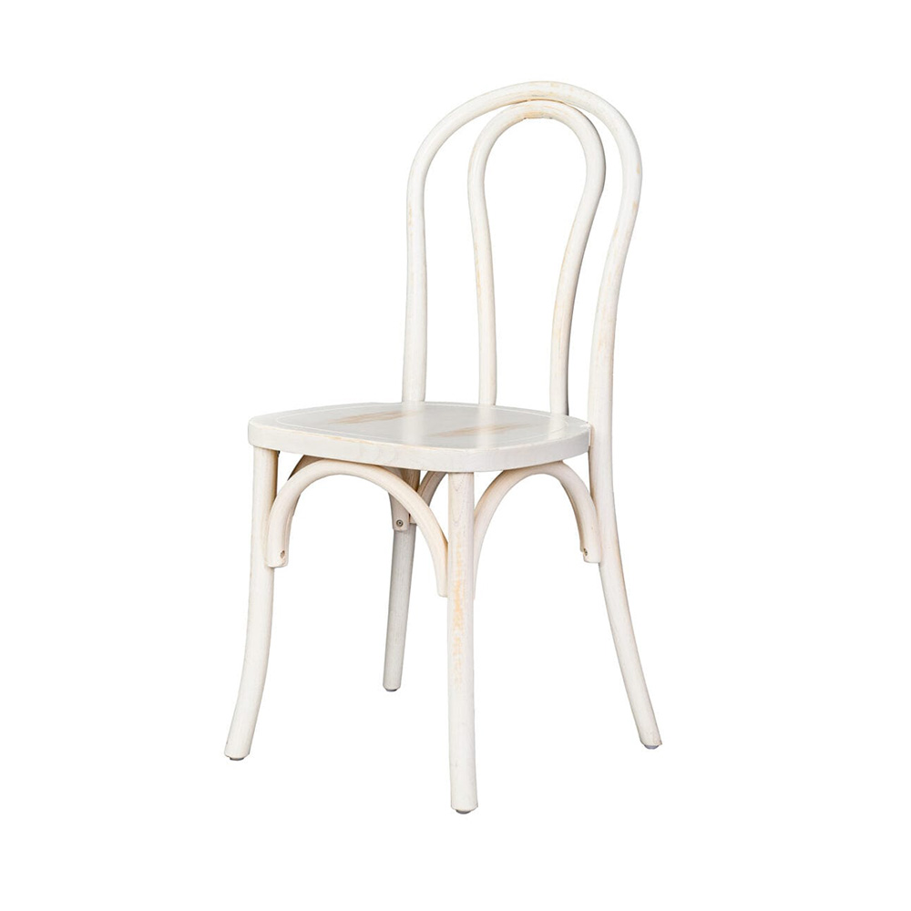 White Distressed Wood Bentwood  Chair