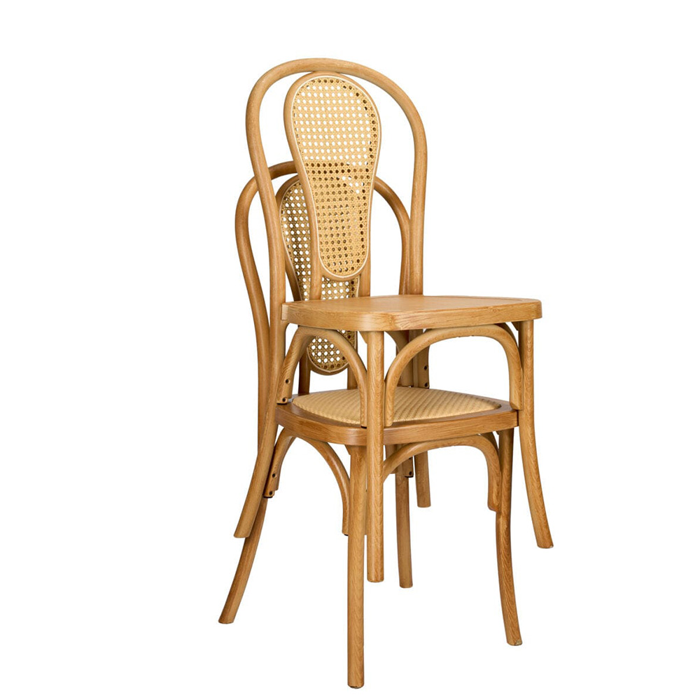 Natural Resin Bentwood Chair with Rattan Back