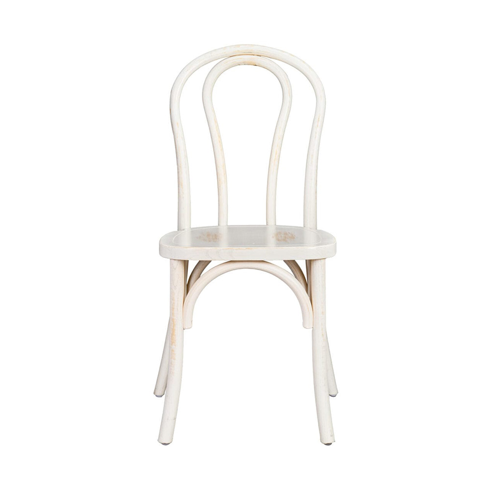 White Distressed Wood Bentwood  Chair
