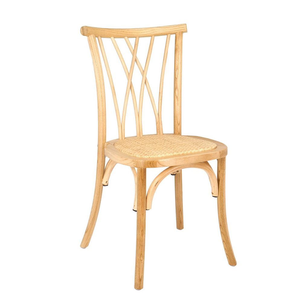 Natural Wood Willow Chair With Rattan Seat